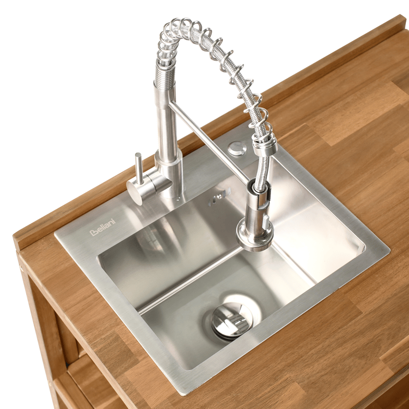 Köksö med Vask För Utomhusbruk Venosa Akaciaträ - Brun/Silver - Trädgård & spabad - Grillar & matlagning utomhus - Utekök - Färdiga utekök