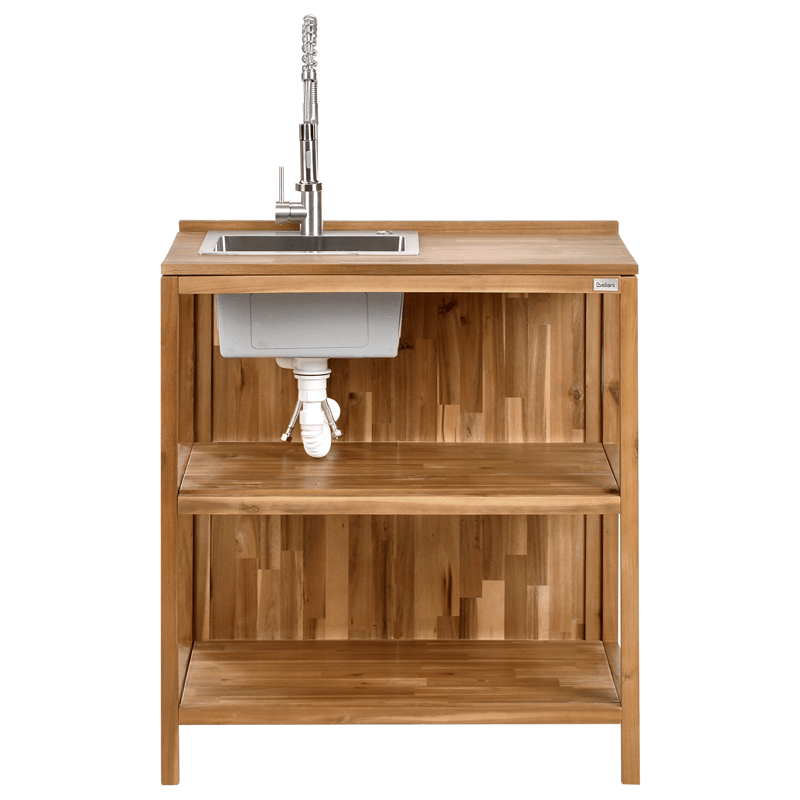 Köksö med Vask För Utomhusbruk Venosa Akaciaträ - Brun/Silver - Trädgård & spabad - Grillar & matlagning utomhus - Utekök - Färdiga utekök