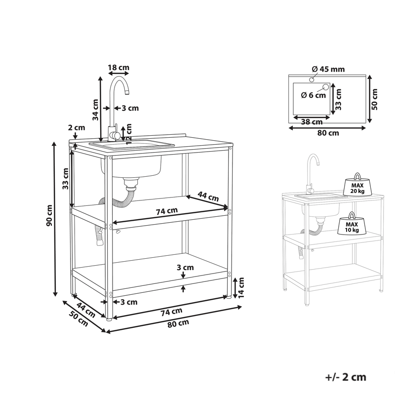 Köksö med Vask För Utomhusbruk Vilama - Röd/Silver - Trädgård & spabad - Grillar & matlagning utomhus - Utekök - Färdiga utekök