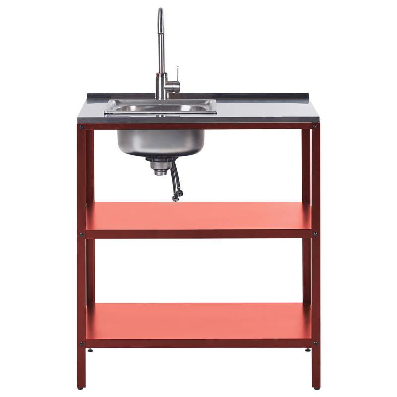 Köksö med Vask För Utomhusbruk Vilama - Röd/Silver - Trädgård & spabad - Grillar & matlagning utomhus - Utekök - Färdiga utekök