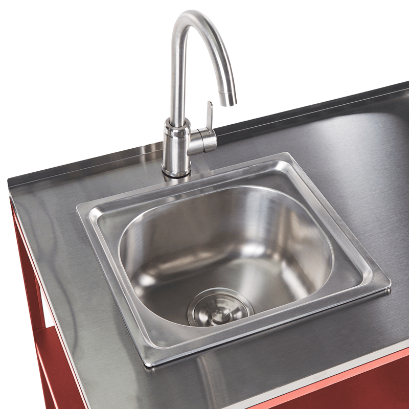 Köksö med Vask För Utomhusbruk Vilama - Röd/Silver - Trädgård & spabad - Grillar & matlagning utomhus - Utekök - Färdiga utekök