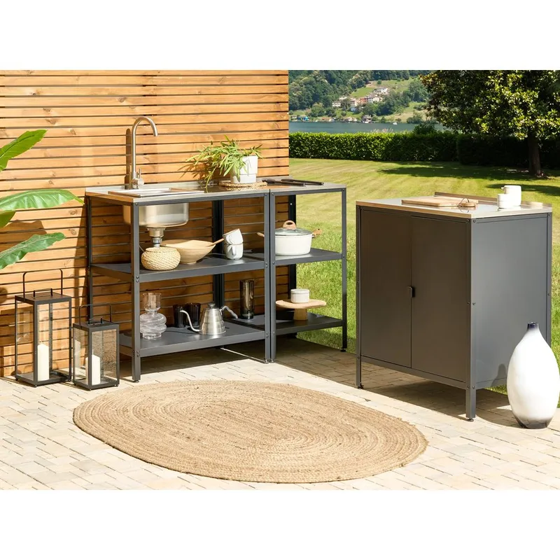 Köksö med vask Vilama - Svart, Silver - Trädgård & spabad - Grillar & matlagning utomhus - Utekök - Färdiga utekök