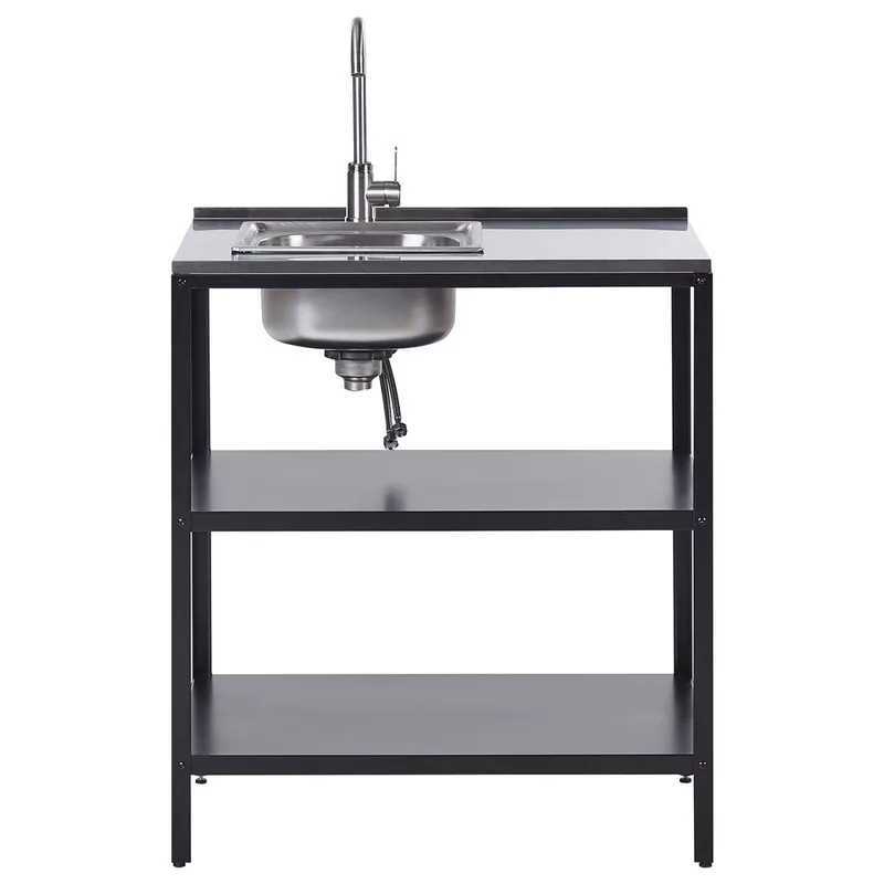 Köksö med vask Vilama - Svart, Silver - Trädgård & spabad - Grillar & matlagning utomhus - Utekök - Färdiga utekök