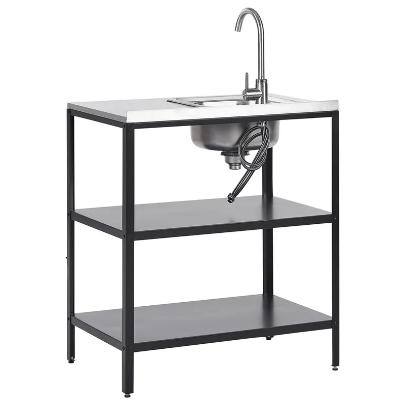 Köksö med vask Vilama - Svart, Silver - Trädgård & spabad - Grillar & matlagning utomhus - Utekök - Färdiga utekök