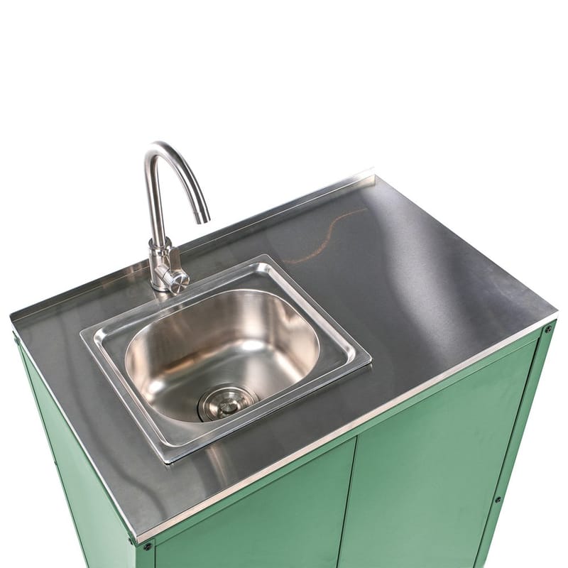 Kökskåp med vask Vilama - Grön, Silver - Trädgård & spabad - Grillar & matlagning utomhus - Utekök - Färdiga utekök