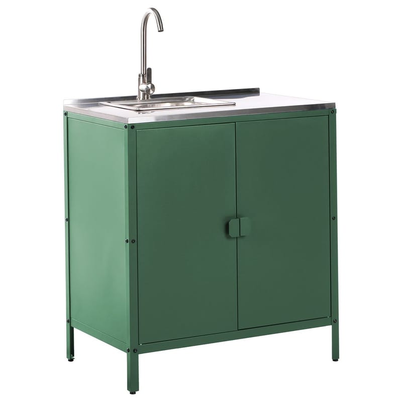 Kökskåp med vask Vilama - Grön, Silver - Trädgård & spabad - Grillar & matlagning utomhus - Utekök - Färdiga utekök