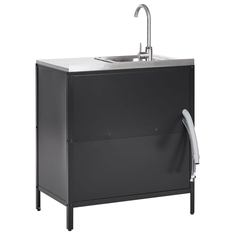 Kökskåp med vask Vilama - Svart - Trädgård & spabad - Grillar & matlagning utomhus - Utekök - Färdiga utekök
