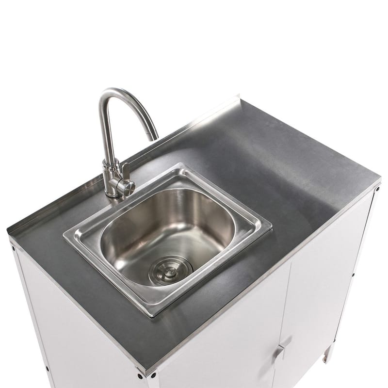 Kökskåp med vask Vilama - Vit, Silver - Trädgård & spabad - Grillar & matlagning utomhus - Utekök - Färdiga utekök