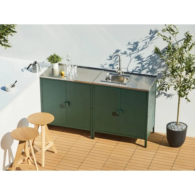 Kökskåp Vilama - Grön, Silver - Trädgård & spabad - Grillar & matlagning utomhus - Utekök - Färdiga utekök