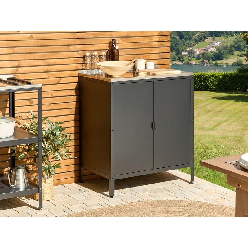 Kökskåp Vilama - Svart, Silver - Trädgård & spabad - Grillar & matlagning utomhus - Utekök - Färdiga utekök