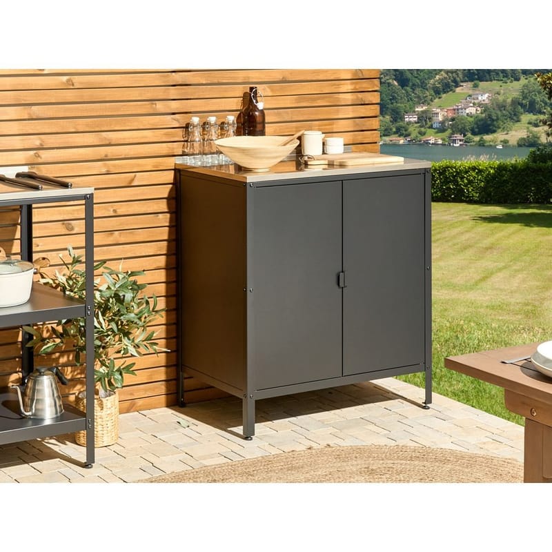 Kökskåp Vilama - Svart, Silver - Trädgård & spabad - Grillar & matlagning utomhus - Utekök - Färdiga utekök