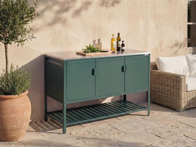 Köksskåp För Utomhusbruk Maenza Stål - Grön/Silver - Trädgård & spabad - Grillar & matlagning utomhus - Utekök - Färdiga utekök
