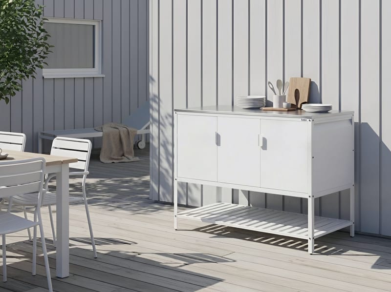 Köksskåp För Utomhusbruk Maenza - Vit/Silver - Trädgård & spabad - Grillar & matlagning utomhus - Utekök - Färdiga utekök
