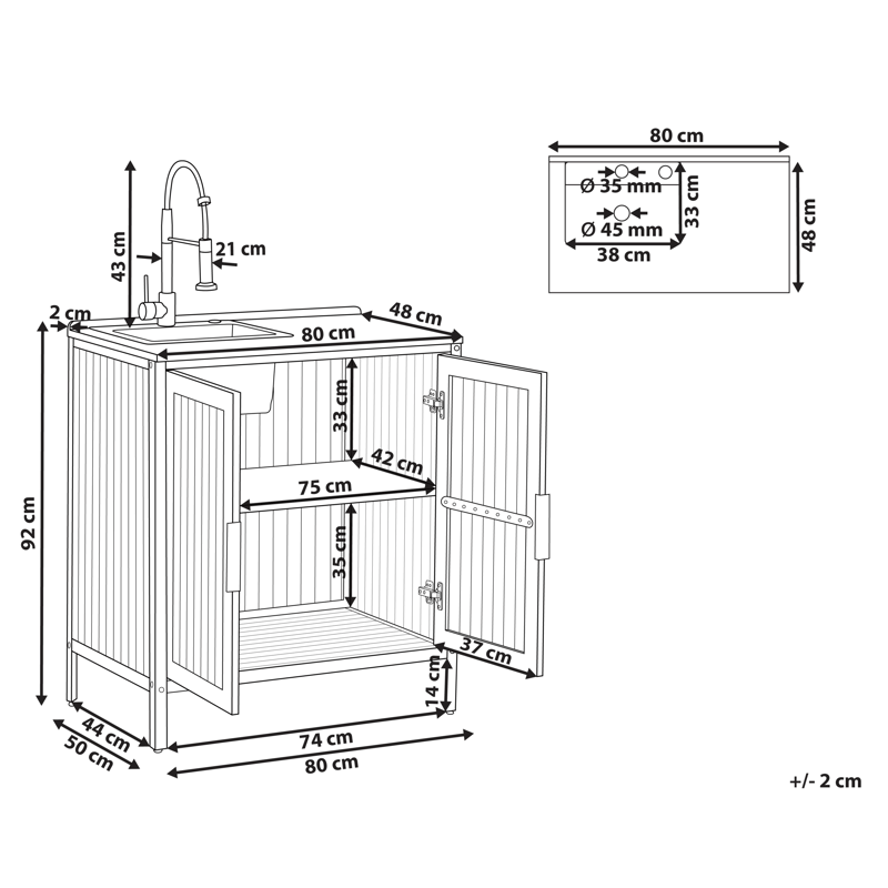 Köksskåp med Vask För Utomhusbruk Ivrea Akaciaträ - Brun/Grå/Svart - Trädgård & spabad - Grillar & matlagning utomhus - Utekök - Färdiga utekök