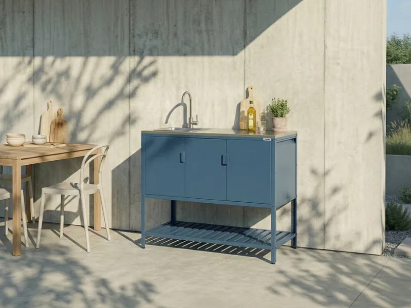 Köksskåp med Vask För Utomhusbruk Maenza Stål - Blå/Silver - Trädgård & spabad - Grillar & matlagning utomhus - Utekök - Färdiga utekök