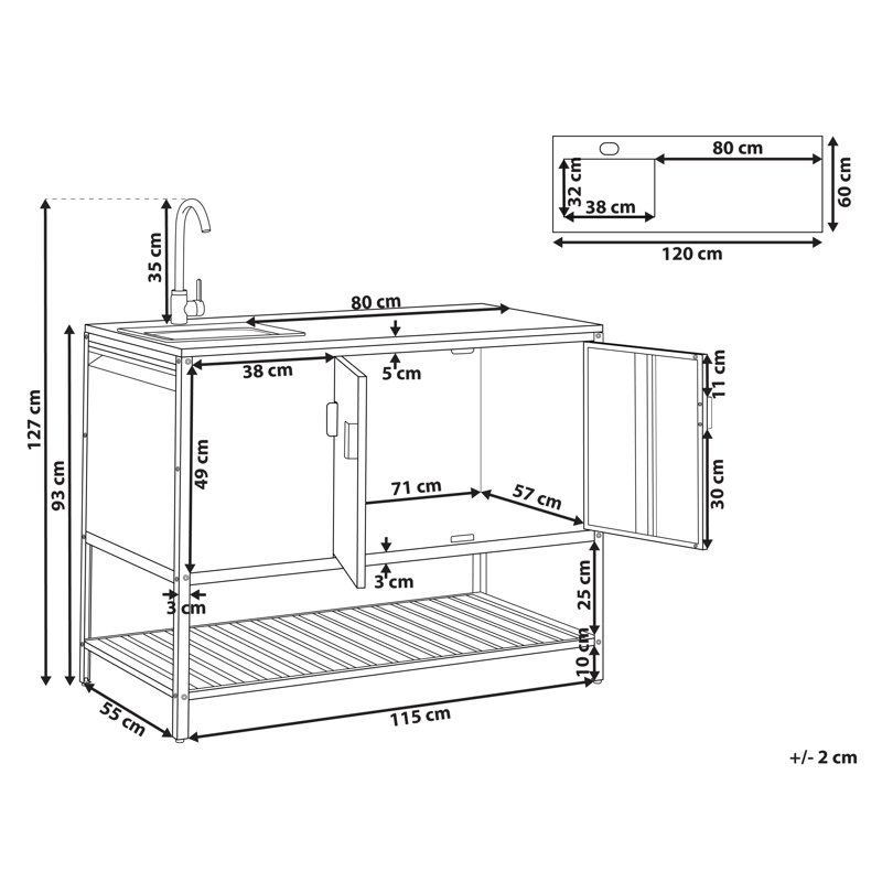 Köksskåp med Vask För Utomhusbruk Maenza Stål - Blå/Silver - Trädgård & spabad - Grillar & matlagning utomhus - Utekök - Färdiga utekök