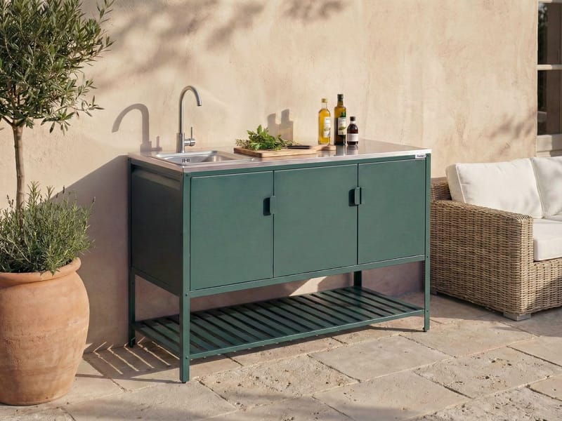Köksskåp med Vask För Utomhusbruk Maenza Stål - Grön/Svart - Trädgård & spabad - Grillar & matlagning utomhus - Utekök - Färdiga utekök