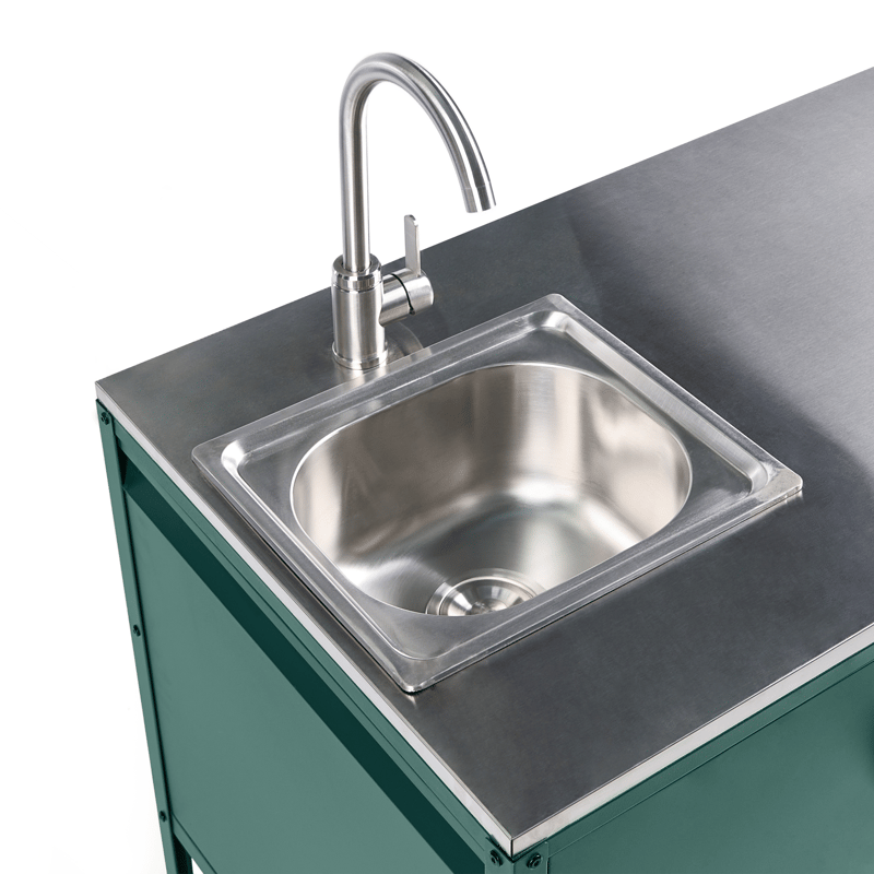 Köksskåp med Vask För Utomhusbruk Maenza Stål - Grön/Svart - Trädgård & spabad - Grillar & matlagning utomhus - Utekök - Färdiga utekök