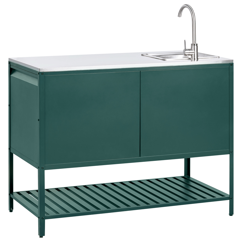 Köksskåp med Vask För Utomhusbruk Maenza Stål - Grön/Svart - Trädgård & spabad - Grillar & matlagning utomhus - Utekök - Färdiga utekök