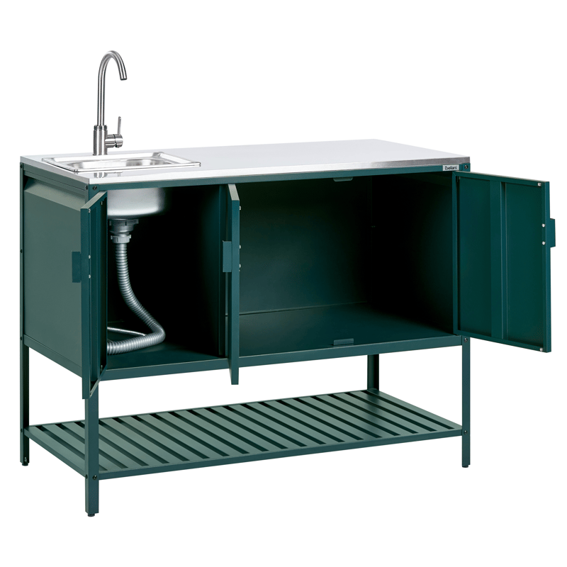 Köksskåp med Vask För Utomhusbruk Maenza Stål - Grön/Svart - Trädgård & spabad - Grillar & matlagning utomhus - Utekök - Färdiga utekök