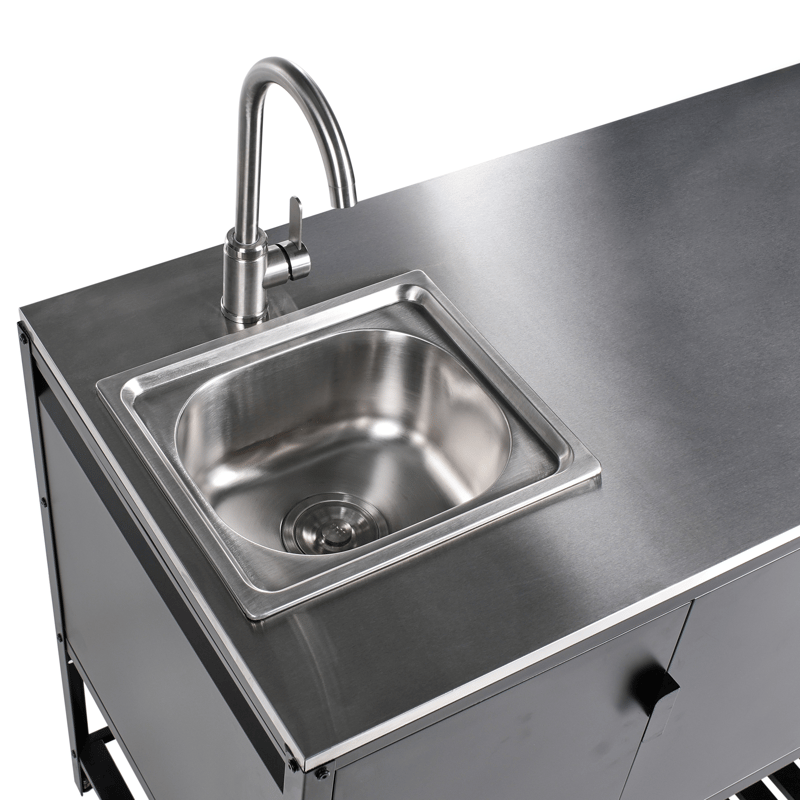 Köksskåp med Vask För Utomhusbruk Maenza Stål - Svart - Trädgård & spabad - Grillar & matlagning utomhus - Utekök - Färdiga utekök