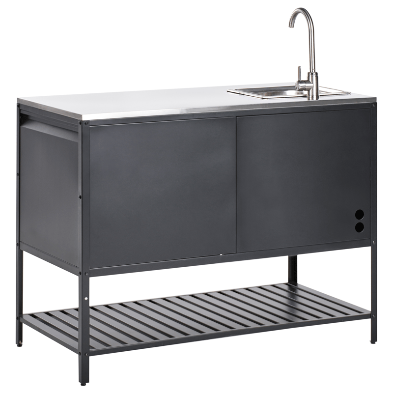 Köksskåp med Vask För Utomhusbruk Maenza Stål - Svart - Trädgård & spabad - Grillar & matlagning utomhus - Utekök - Färdiga utekök