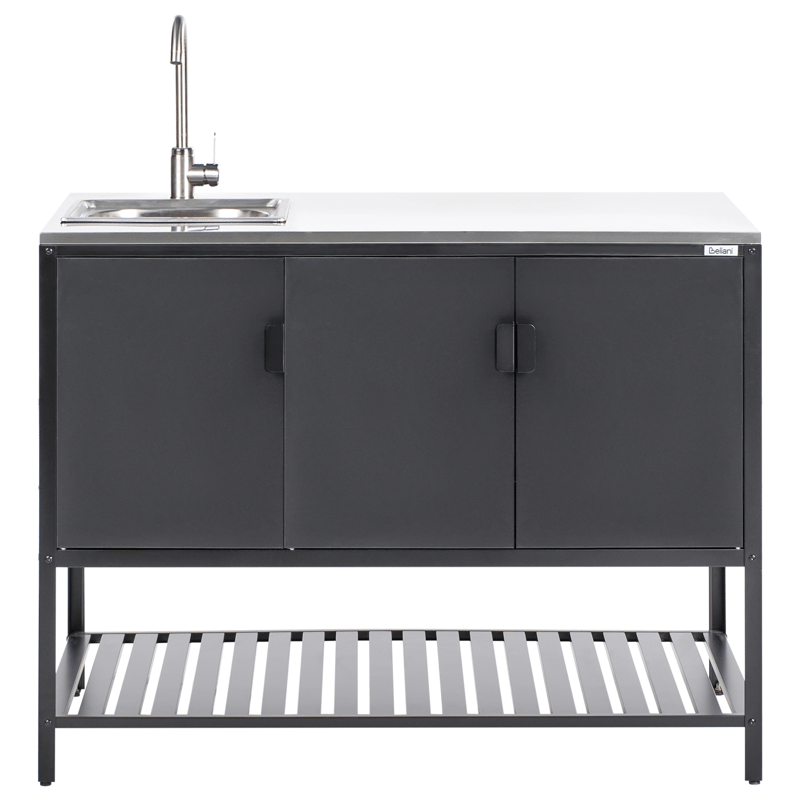 Köksskåp med Vask För Utomhusbruk Maenza Stål - Svart - Trädgård & spabad - Grillar & matlagning utomhus - Utekök - Färdiga utekök
