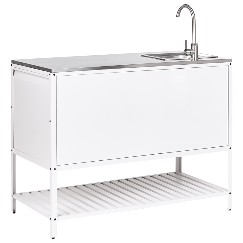 Köksskåp med Vask För Utomhusbruk Maenza Stål - Vit/Svart - Trädgård & spabad - Grillar & matlagning utomhus - Utekök - Färdiga utekök