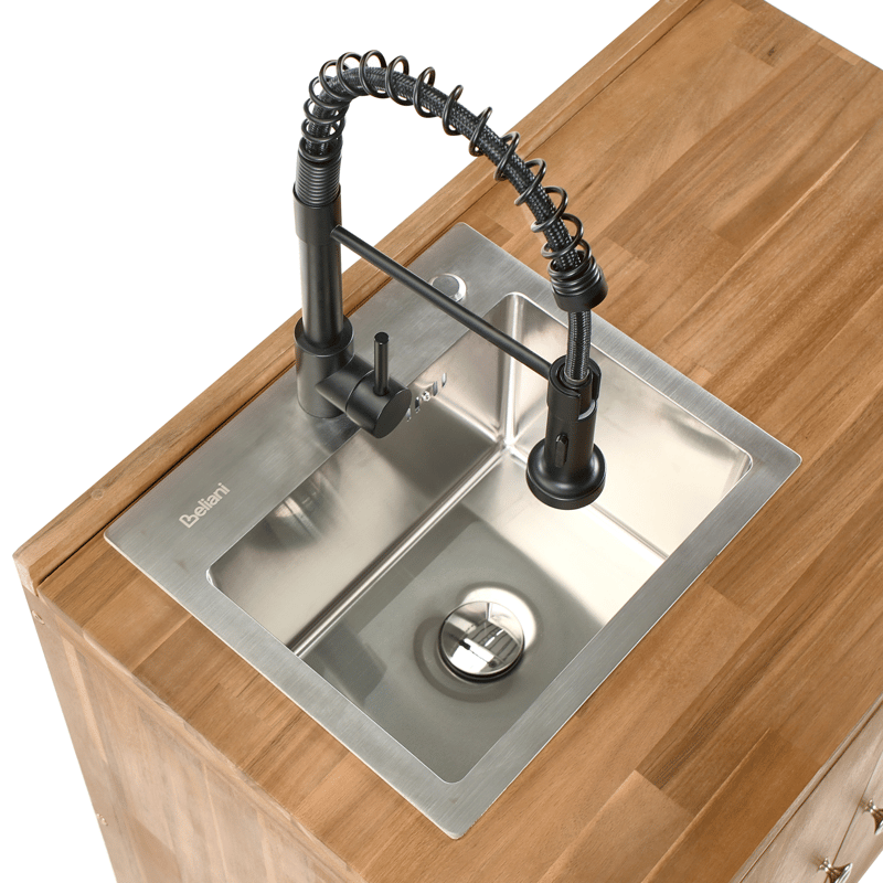 Köksskåp med Vask För Utomhusbruk Venosa Akaciaträ - Brun/Silver/Svart - Trädgård & spabad - Grillar & matlagning utomhus - Utekök - Färdiga utekök