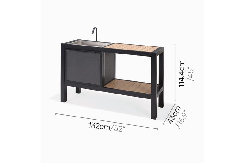Panama Utekök utan grill 132x48 cm Svart - Lifestyle Garden - Trädgård & spabad - Grillar & matlagning utomhus - Utekök - Färdiga utekök