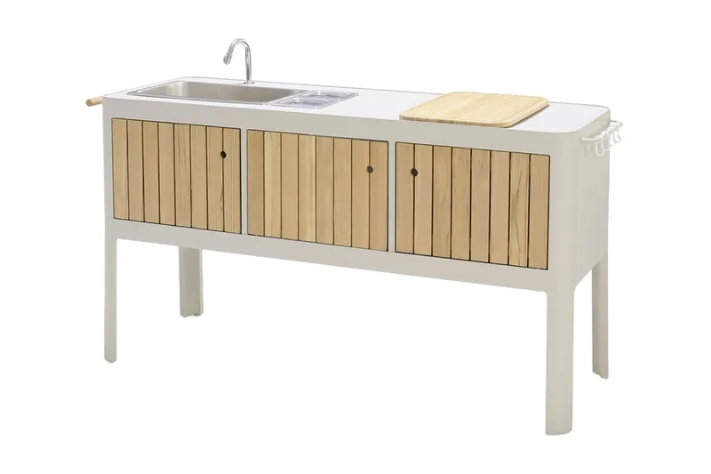 Portals Utekök 174 cm, Vit/trä