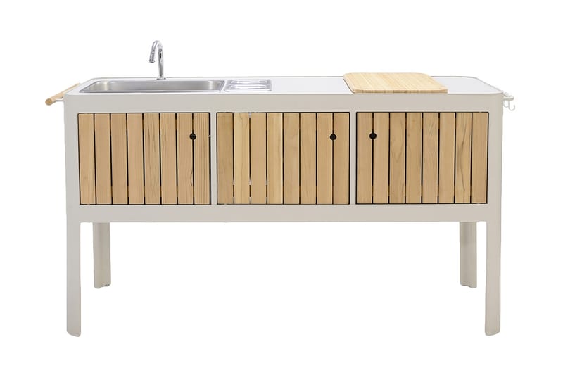 Portals Utekök 174 cm - Vit/trä - Trädgård & spabad - Grillar & matlagning utomhus - Utekök - Färdiga utekök