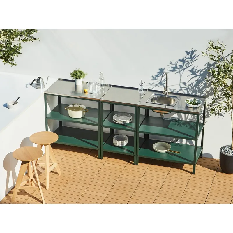 Liten köksö Vilama - Grön, Silver - Trädgård & spabad - Grillar & matlagning utomhus - Utekök - Färdiga utekök