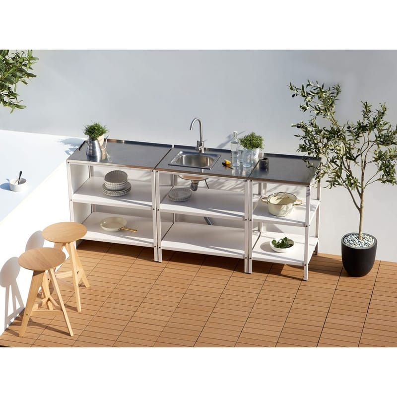 Liten köksö Vilama - Vit, Silver - Trädgård & spabad - Grillar & matlagning utomhus - Utekök - Färdiga utekök