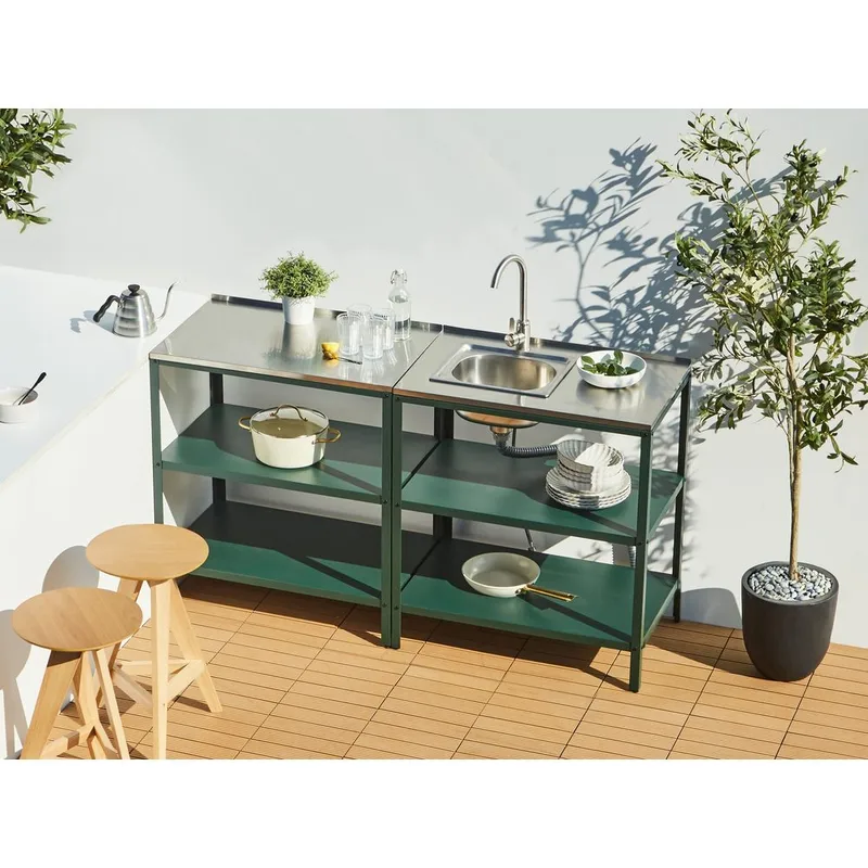 Stor köksö Vilama - Grön, Silver - Trädgård & spabad - Grillar & matlagning utomhus - Utekök - Färdiga utekök