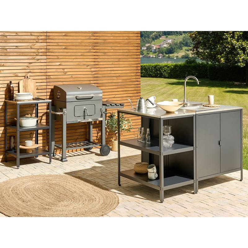 Stor köksö Vilama - Svart, Silver - Trädgård & spabad - Grillar & matlagning utomhus - Utekök - Färdiga utekök