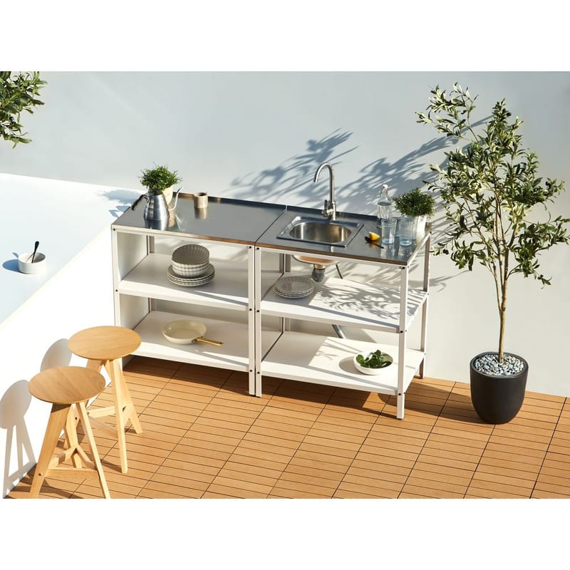 Stor köksö Vilama - Vit, Silver - Trädgård & spabad - Grillar & matlagning utomhus - Utekök - Färdiga utekök