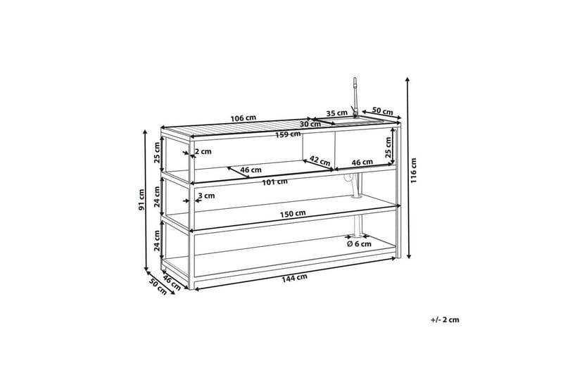 Trädgårdskök Avetrana 159x50x116 cm - 159x50x116 cm - Trädgård & spabad - Grillar & matlagning utomhus - Utekök - Bygga utekök