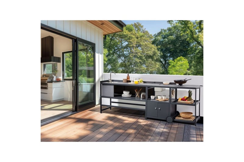 Trädgårdskök Ortisei Grå - Grå - Trädgård & spabad - Grillar & matlagning utomhus - Utekök - Färdiga utekök