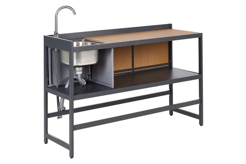 Trädgårdskök Ortisei Ljus trä/grå - Ljus trä/grå - Trädgård & spabad - Grillar & matlagning utomhus - Utekök - Färdiga utekök