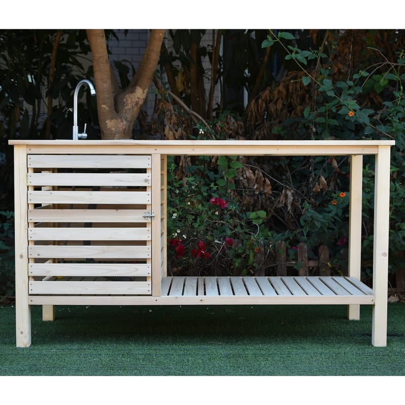 Utekök med diskho och blandare | FSC-certifierat trä - Trädgård & spabad - Grillar & matlagning utomhus - Utekök - Färdiga utekök