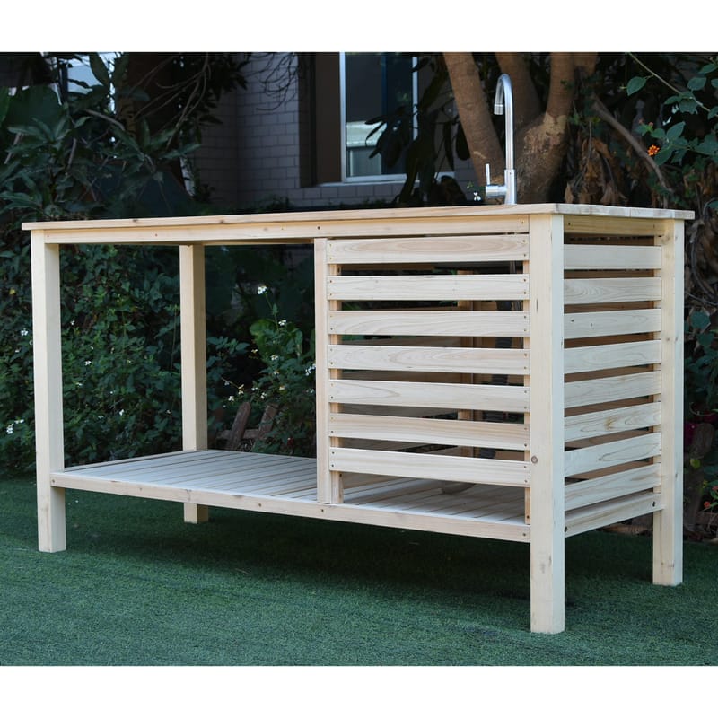 Utekök med diskho och blandare | FSC-certifierat trä - Trädgård & spabad - Grillar & matlagning utomhus - Utekök - Färdiga utekök