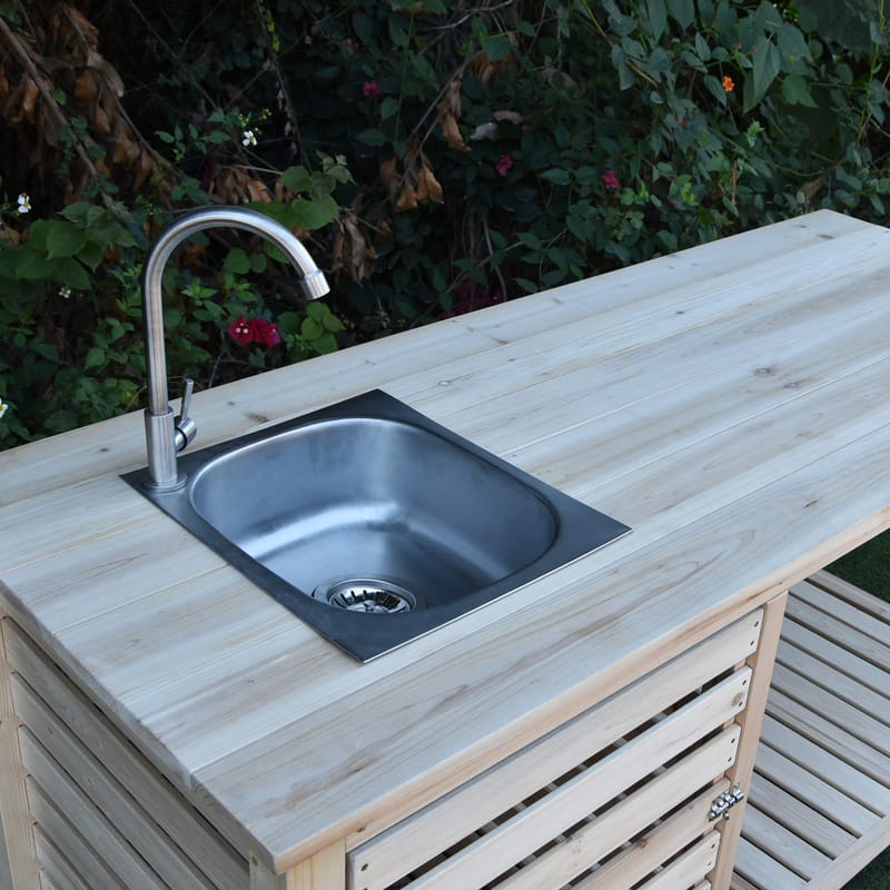 Utekök med diskho och blandare | FSC-certifierat trä - Trädgård & spabad - Grillar & matlagning utomhus - Utekök - Färdiga utekök