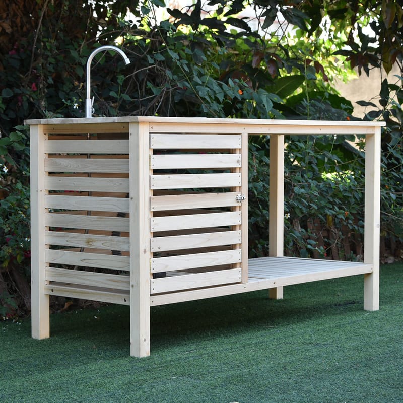 Utekök med diskho och blandare | FSC-certifierat trä - Trädgård & spabad - Grillar & matlagning utomhus - Utekök - Färdiga utekök