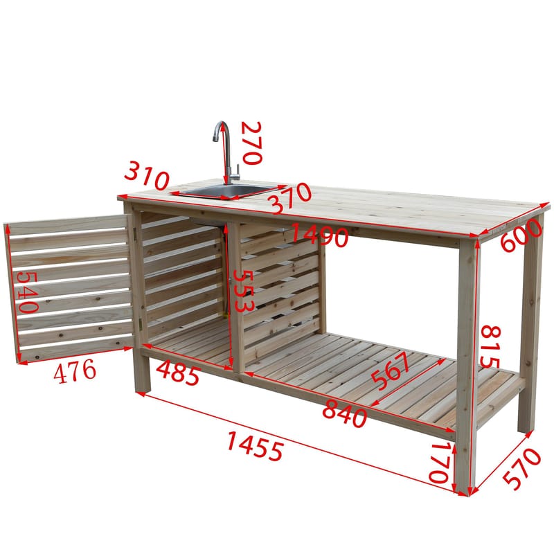 Utekök med diskho och blandare | FSC-certifierat trä - Trädgård & spabad - Grillar & matlagning utomhus - Utekök - Färdiga utekök