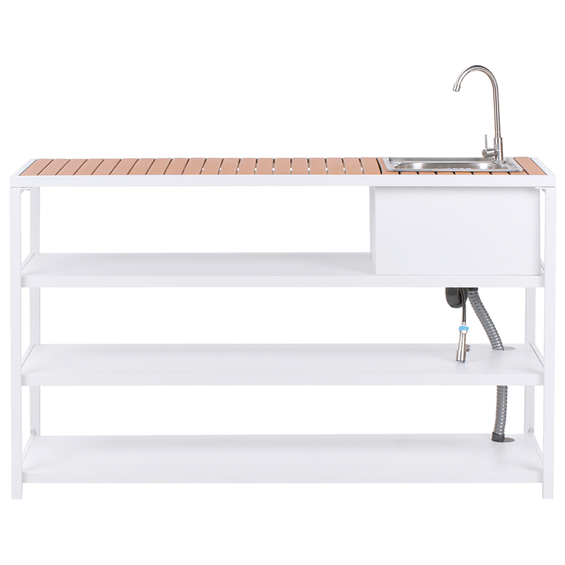 Utekök med Vask Avetrana Stål - Vit/Brun - Trädgård & spabad - Grillar & matlagning utomhus - Utekök - Färdiga utekök