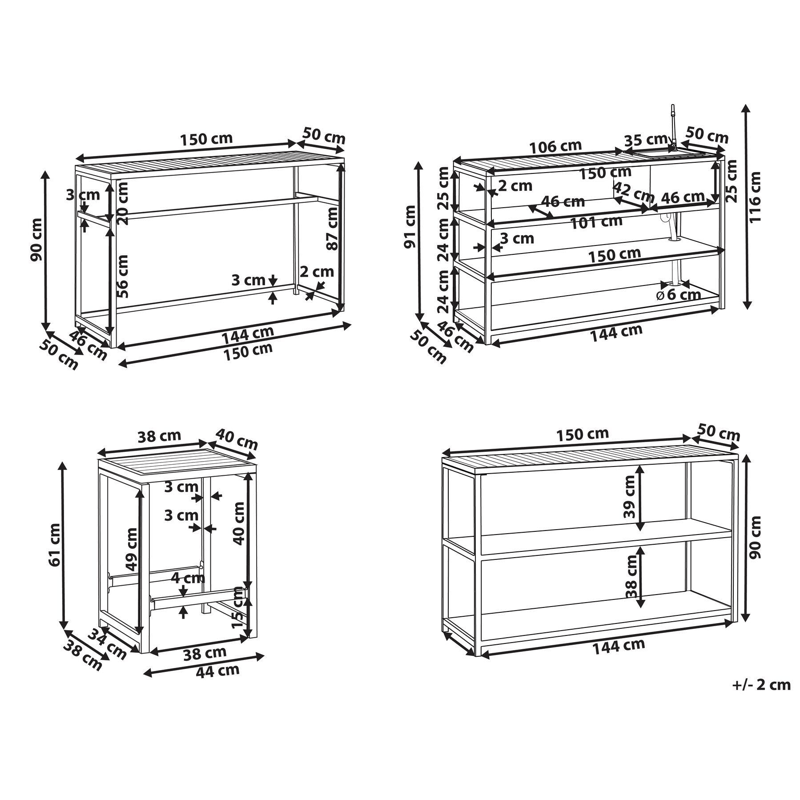 Utekök med Vask Avetrana Stål - Vit/Brun - Trädgård & spabad - Grillar & matlagning utomhus - Utekök - Färdiga utekök