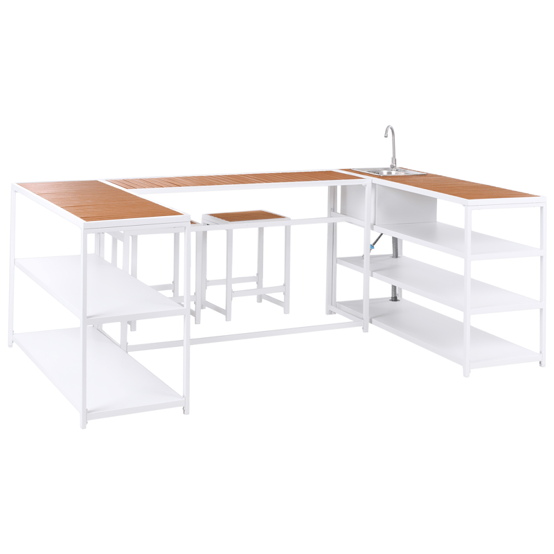 Utekök med Vask Avetrana Stål - Vit/Brun - Trädgård & spabad - Grillar & matlagning utomhus - Utekök - Färdiga utekök