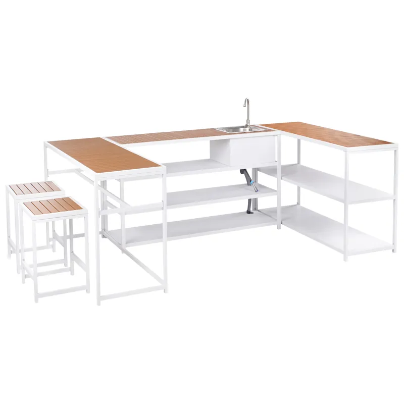 Utekök med Vask Avetrana Stål, Vit/Brun