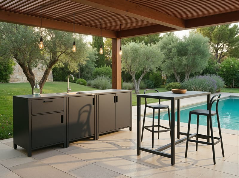 Utekök med Vask Rocha Aluminum - Grå - Trädgård & spabad - Grillar & matlagning utomhus - Utekök - Färdiga utekök